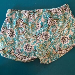 Pajamas Artisan NY cotton shorts. Sweet Paisley , elastic waist with beaded ties